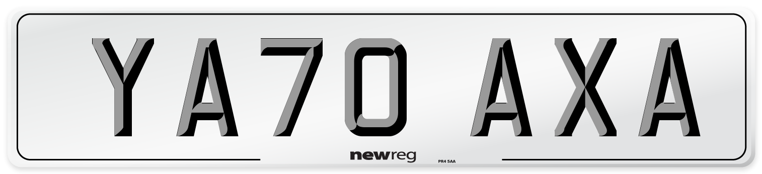 YA70 AXA Number Plate from New Reg
